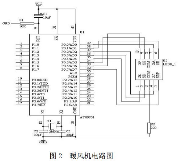 圖 2 暖風(fēng)機電路圖